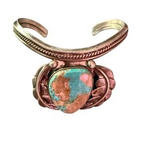 925 Sterling Silver & Turquoise Stone Native Bracelet
